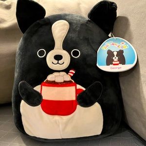 George the Boston Terrier with Hot Chocolate Winter Collection Squishmallow